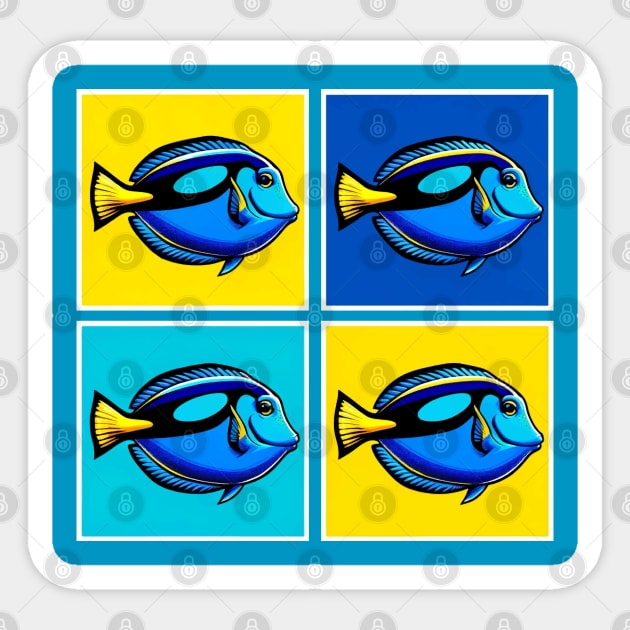 Pop Blue Tang Fish - Cool Aquarium Fish Sticker by PawPopArt